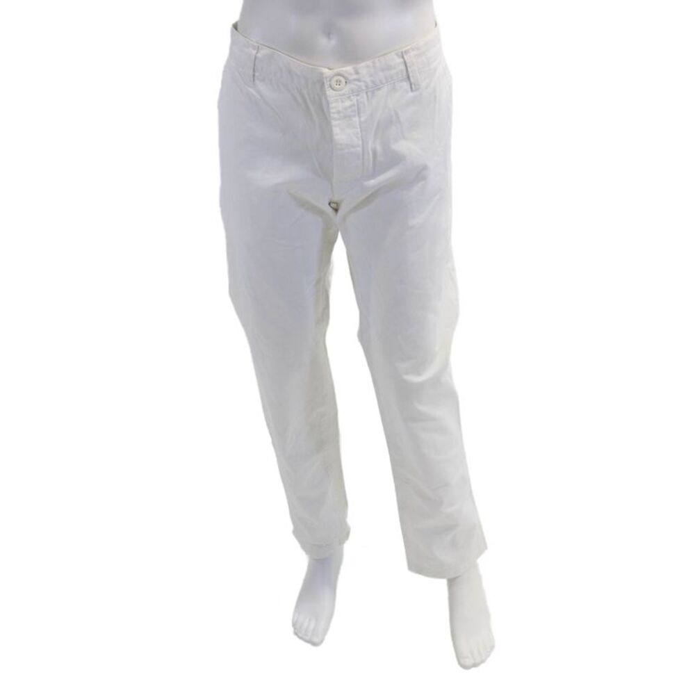 Kiwi Saint-Tropez Mens Cotton Slip-On Zipped Pants White Size 2XL